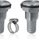 Thru-Hull Fitting w/Nut with Custom Gasket Boat Plumbing Fittings, 316 Stainless Steel Barbed Straight Thru Hull Fitting Drain for Boats, Yachts, Marine, 2 Pack