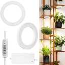 LORDEM 6.3 Ceiling Grow Light for Indoor Plants, 144 LEDs Full Spectrum Halo Grow Lamp, Under Cabinet Plant Lamp with 4/8/12H Auto Timer, 4 Dimmable Brightness Levels, Ideal for Pot Plants, Dual Head