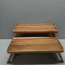 GEHE 3 Tier Serving Tray Acacia Wooden Tiered Tray Stand Foldable Dessert Table Display Set Decor Charcuterie Boards for Party, Birthday, Wedding, Christmas