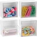 Tecbeauty 4PCS Cotton Pads Holder Dispenser, Wall Mounted Cotton Ball Organizers and Storage Box Rounds Jar Containers for Cotton Ball, Floss, Hairpin, Rubber Band, Clip3.35in x1.8in x3.35in