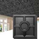 STICKGOO Black Drop Ceiling Tiles 2ft x 2ft, Glue Up Ceiling Panels 24 x 24in, Waterproof, Premium PVC to Prevent Breakage, 12 Pack Cover 48 Sq. Ft