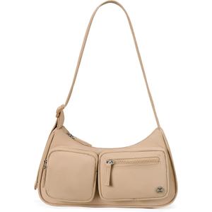 Telena Shoulder Bag Y2K Purse for Women Nylon Crescent Trendy Handbag with Adjustable Strap (1-khaki)