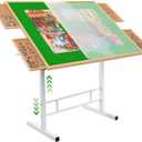 Wooden Puzzle Table with Drawers & Legs Adjustable Tilting Puzzle Board Table for Adults 1000/1500 Pieces Portable Jigsaw Puzzle Table with Cover Folding Puzzle Storage System for Neck Pain Relief