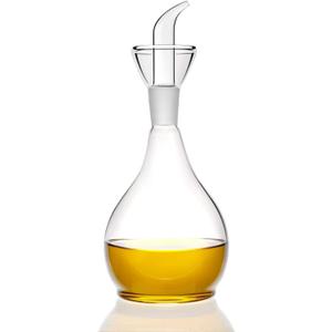 HAIZEEN 13ounce/ 380 ml Clear Glass Olive Oil Dispenser Bottle - Oil & Vinegar Cruet with Pourers and NO Funnel Needed - Olive Oil Carafe Decanter for Kitchen and BBQ (12.8 Ounces)