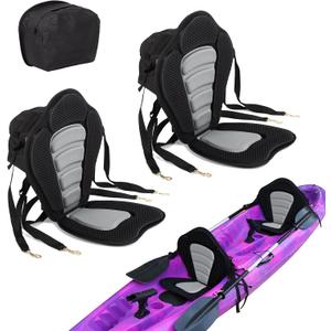 FAHKNS 2-Pack Kayak Seats, Kayak Accessories, SUP Paddle Board Seats, Luxury Padded Canoe Back Seat with Removable Storage Bag, 4 Adjustable Straps for Kayaking, Canoeing, Rafting, Fishing