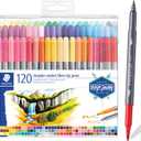 Staedtler Double-Ended Fiber-Tip Pens, Non-Permanent Ink, Fine & Bold Writing and Coloring Tips, 120 Assorted Colors, 3200 TB120, Multicoloured (3200 TB120ST)