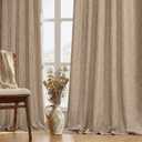 MIULEE Thick Linen Curtains 90 Inches Long Brown Tan Semi Sheer for Farmhouse/Living Room/Bedroom, Linen Textured Light Filtering Window Privacy Drapes with Back Tab Rod Pocket, 42Wx90L, Set of 2