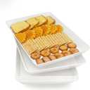 Serving Tray Platter, 6 Pcs Food Tray for Veggie Fruit Snack Dessert Cookie Cheese, Food Trays for Party Supplies Display, Plastic Platters for Serving Food, Large White Trays, BPA Free