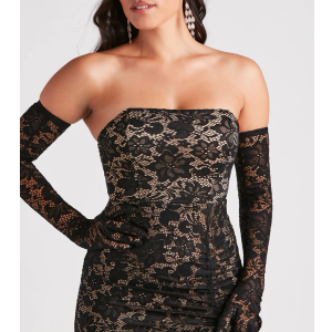 Black Dress, Gloves, Tights , Evening Suit, Size M
