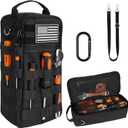 13 Inch Portable Small Tool Bag, Heavy Duty Tool Organizer Bag with Shoulder Strap and D-ring Clip, Tactical Tool Bag, Tool Pouch Bag for Electricians, Carpenters, HVAC Technicians (Black)