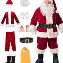 AMHSCOCA Santa Claus Costume for Men Christmas 9pcs Santa Suit Adults Men Professional,Santa Outfit Jacket Set Xmas Cosplay