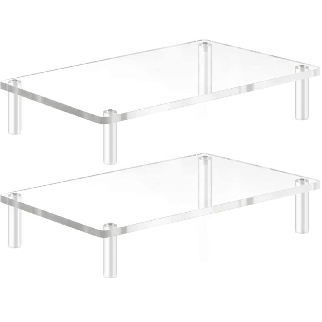 YestBuy Acrylic Monitor Stand Riser, Clear Computer Stand for Laptop, iMac, Pc, Printer, Desktop Ergonomic, Desk Riser Work from Home Accessories Office Supplies Platform Save Space