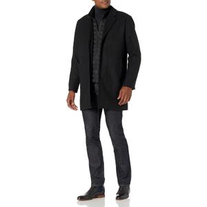 DOCKERS Men's Henry Wool Blend Top Coat (Regular and Big & Tall Sizes) (3X-Large Tall, Black)