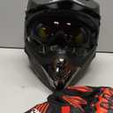 Adult Motocross Dirt Bike Helmet with Goggles, Gloves & Mask Dirt Bike ATV Helmet for Unisex-Adult Men Women Adjustable Sun Visor DOT/FMVSS-218 Off-Road Motorcycle Helmet UTV Helmet Downhill (Small, New Black)