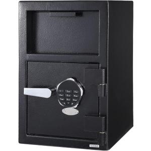 Depository Safe Digital Depository Safe Box, 13.7'' X 15.7'' X 19.2'' Electronic Steel Safe with Keypad, Locking Drop Box with Slot, Metal Lock Box with Two Emergency Keys for Your Valuables