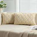 EMEMA Spring Summer Decorative Throw Pillow Covers 12x20 Inch Set of 2 Soft Plush Faux Couch Pillow Covers Sun Flower Pillowcase Cushion Case Holiday for Home Decor Sofa Bed Living Room Beige