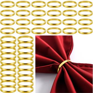 WILLBOND 100 Pcs Gold Napkin Rings Bulk Christmas Round Napkin Ring Holders Metal Buckle for Cloth Holiday Dinners Wedding Adornment Home Decorations Party Supplies