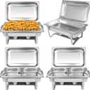 Chafing Dish Buffet Set[4 Pack] 8QT Stainless Steel Buffet Chafers,Catering Food Warmers Set with 6 Trays