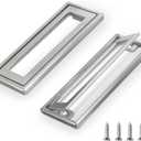 2Pcs 4.41" L x 1.65" W Square Recessed Flush Door Pull, Handles for Cabinets and Drawers Zinc Alloy, Metal Trap Door Recessed Pull Handles Flat, Square Hatch Pull Handle for Cupboard