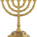 6" 7-Branch Menorah Hanukkah for Shabbat, Tabernacle, Menorahs for Chanukah, Jewish Decorations (Light Gold)