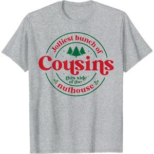 Jolliest Cousins This Side of The Matching Family Christmas T-Shirt S Heather Grey