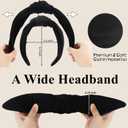 3 x Black Headband Top Knot Headband for Women, Black Headbands for Girls, Satin Knotted Wide Headbands Non Slip Hair Accessories