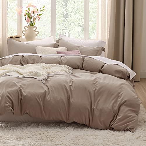 Bedsure Khaki Duvet Cover King Size - 3 Pieces Prewashed Extra Soft Bedding Set, Includes 1 Duvet Cover 104x90 Inches with Zipper Closure & 2 Pillow Shams, Comforter Not Included