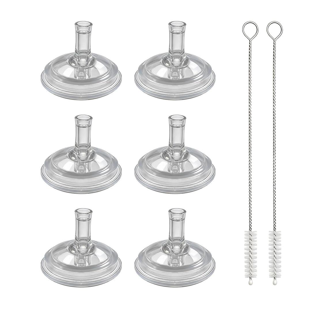 Straw Nipples for Nanobebe Flexy Silicone Bottles (5oz & 9oz), Soft 100% Silicone Sippy Straw Nipples, Leak-Resistant, Includes 2 Cleaning Brush, 8m+, 6 Pack