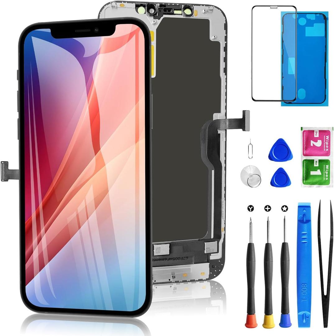 for iPhone 12 Pro Max Screen Replacement 6.7 Inch, Diykitpl 3D Touch LCD Digitizer Screen for A2342, A2411, A2412, A2410 with Repair Tools Kit+Screen Protector+Waterproof Frame