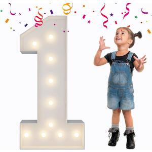 3FT Light Up Numbers Letters, DIY Giant Marquee Numbers, Mosaic Balloon Number 1 for 1st 13th Sweet 16th Birthday Decorations, Anniversary, Wedding Party Decor