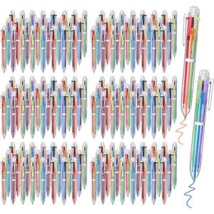 Aodaer 144 Pieces Multicolor Ballpoint Pens 0.5 mm 6 Colors Transparent Barrel Ballpoint Pen 6-in-1 Multicolor Retractable Ballpoint Pens for Office School Supplies Gifts