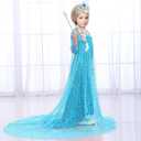 G.C Girls Princess Costume Dress Up Clothes with Long Cape Toddler Wig Crown Wand Halloween Cosplay, 110(3-4 Years)