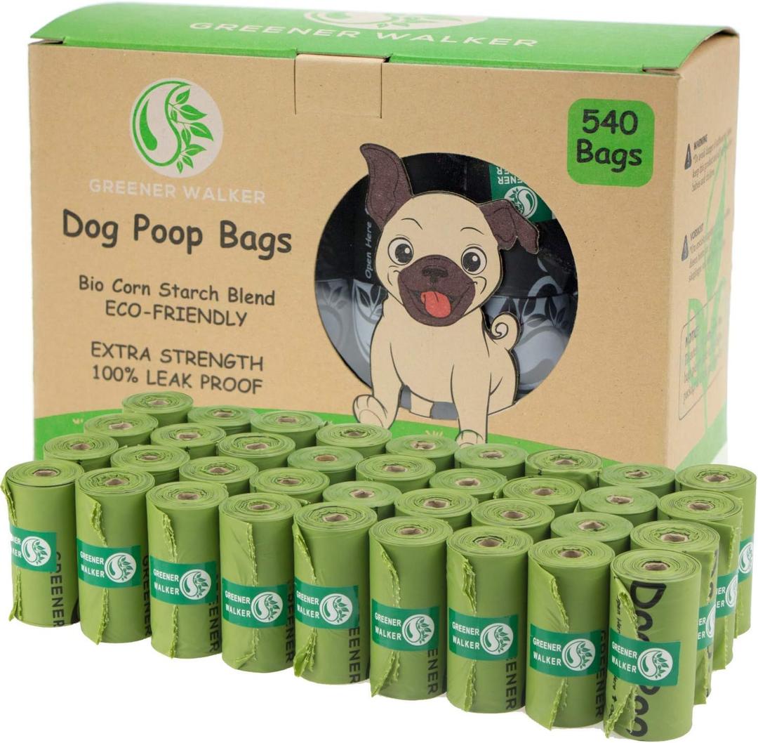 Greener Walker Poop Bags for Dog Waste-540 Bags,Extra Thick Strong 100% Leak Proof Dog Waste Bags (Green) Greener Walker Poop Bags for Dog Waste-540 Bags,Extra Thick Strong 100% Leak Proof Dog Waste Bags (Green)