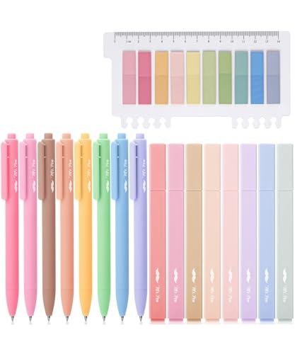Mr. Pen Aesthetic 16 Pack Colored Gel Pens & 200 Sheets Sticky Tabs - No Bleed Highlighters for Bible Pages