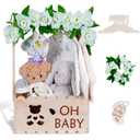 Wooden Baby Shower Crate Closet with Handle,Storage Basket,Baby Clothes Hangers, Newborn Boy Girl Welcome Gift Basket,Easy Assembly Baby Baskets for Baby Shower
