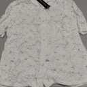 PRETTYGARDEN Womens 2026 Spring Lace Tops Short Puff Sleeve Casual Dressy Blouses Eyelet Crew Neck Button Down Shirts (White, M)