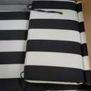 Pillow Perfect Stripe Indoor/Outdoor Split Back Chaise Lounge Cushion with Ties, Plush Fiber Fill, Weather, and Fade Resistant, 72.5" x 21", Black/White Cabana Stripe, 1 Count