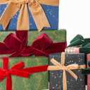 2 x Red Velvet Ribbon - 1 1/2 Inch Wide, 10 Yards Roll - Festive Flocked Ribbon for Holiday Decor, Crafts, and Gift Wrapping