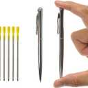 2-Pack Mini Pens with 5 Refills & Pouch - Rotating Refill Mechanism Metal Pocket Pen,Only 100mm in Size EDC Retractable Pens for Note Taking,Perfect Gifts for Students From Teachers