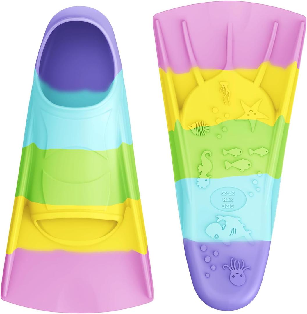Gintenco Swim Fins, Kids Swim Training Fins for Lap Swimming, Travel Size Flippers with Mesh Bag, Silicone Swimming Fins for Kids Teens Adults Women Men