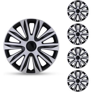 WOLFSTORM 4-Pack 17 Inches Wheel Rim Cover Hubcaps,Redesign Fashion Style Replacement Hubcaps,Car Truck SUV Hub Accessories,Silver&Black