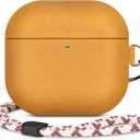 Leather Case Compatible with AirPods 4, D Clip Design with Hand Lanyard, Genuine Crazy Horse Leather Case for AirPods 4th Generation(2024),Handcrafted, Vintage Style, Khaki Brown