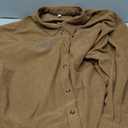 SEMARO Womens Casual Long Sleeve Button Down Shirts Corduroy Oversized Boyfriend Blouse V Neck Loose Jacket Tops Brown, L