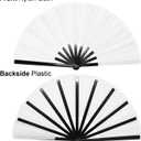 4Pcs Large Clap Fan Fabric Folding Fan Chinese Tai Chi Hand Rave Fans Sublimation Transfer Blank Craft Dance Decoration for Festival Party Favors (White)