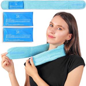 Cooling Towel with Soft Gel Ice Pack Inserts | Included 2 Gel Ice Packs Reusable - Multi Purpose Compression Wrap - Neck, Legs, Arms, Shoulders - Ideal for Post Surgery, Migraines, Hiking and Injuries