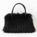 QMFUR Women's Shoulder Handbags Furry Fluffy Fuzzy Faux Fur Tote Bag Satchel Handles Handbag