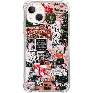 Winter Christmas Holiday Collage Case for iPhone 13, Retro Aesthetic Christmas Gingerbread and Tree Pattern Case for Girls Women Men, Unique Trendy TPU Bumper Cover Case for iPhone 13