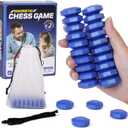 Magnetic Chess Game, Magnet Games with Stones, Puzzle Strategy Family Games, Portable Board Games, Fun Tabletop Multiplayer Chess Game (Blue)