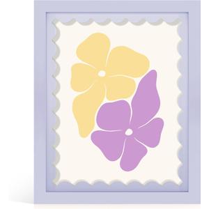 8x10 Picture Frame with Real Glass, Wooden cute 8 x 10 Photo Frame with Wavy Mat for Tabletop and Wall Hanging, Purple, 1 Pack
