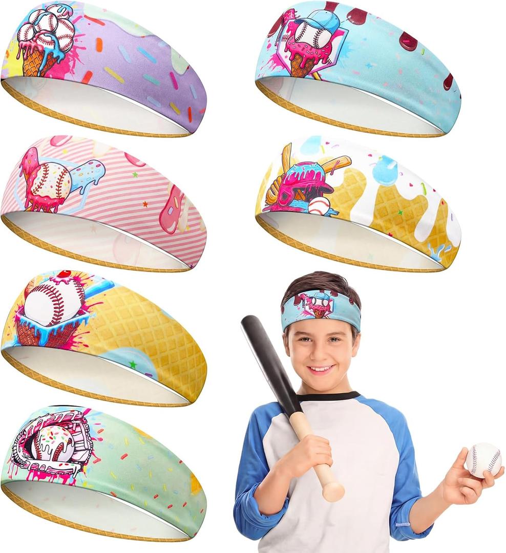 Jecery 12 Pcs Baseball Ice Cream Drip Headbands Youth Birthday Party Favor Sweatband Respect The Drip for Women Men Team Gift